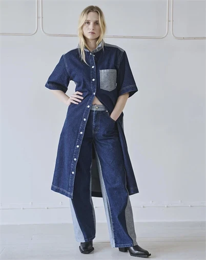 Mads Nørgaard - Luke Denim Viola Kjole - Mid Blue Denim